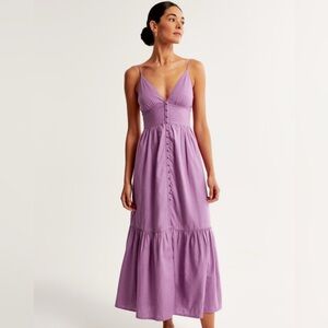 Linen-Blend Maxi Dress